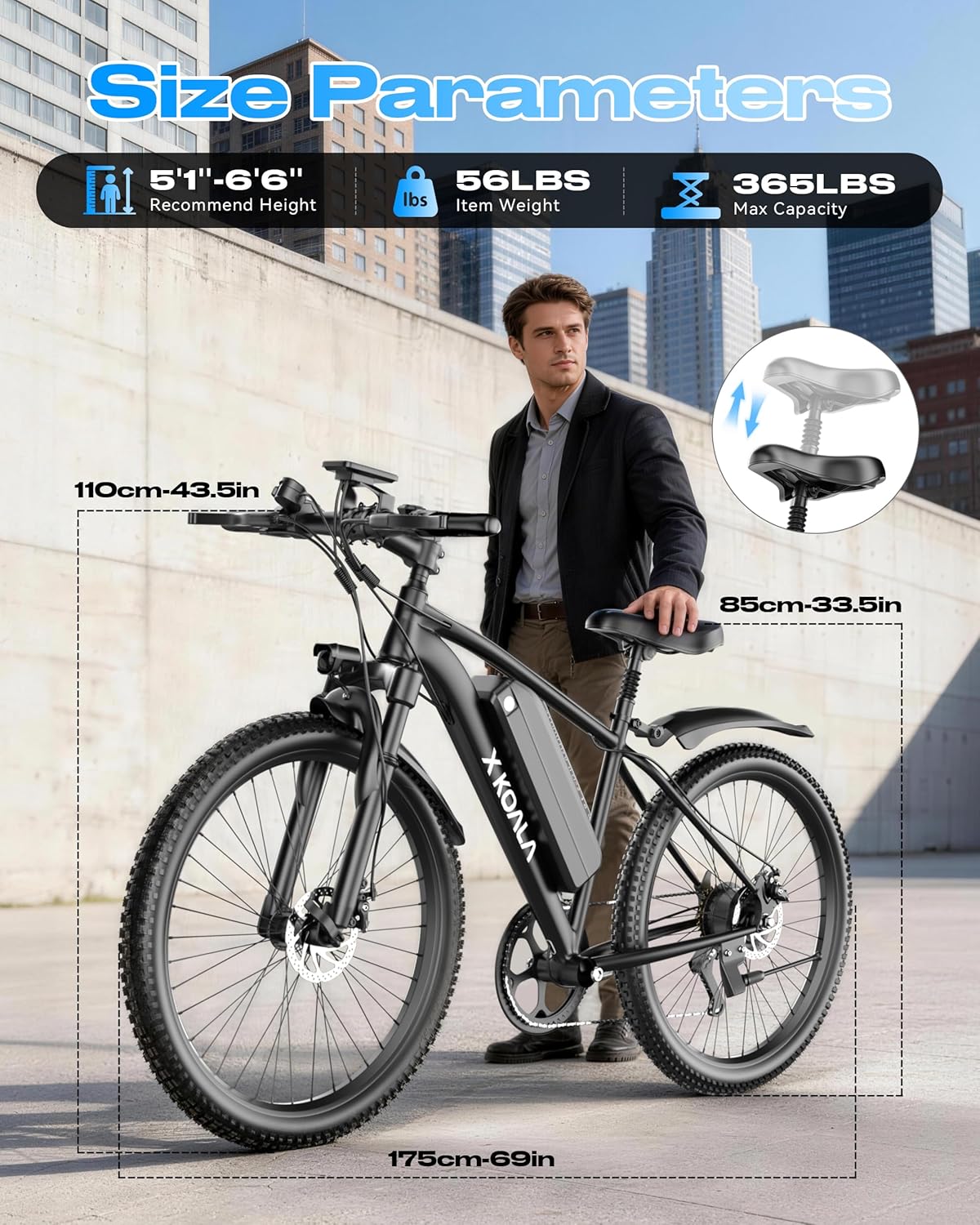 Electric Bike for Adults & Teens, 26 Inch 1500W Peak Ebike, 25 MPH, 50+ Mile Range, UL 2849 Certified E Mountain Bike, 7-Speed Commuter Bicycle for Road, Trail, Snow