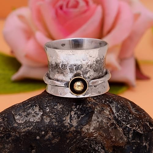 Miniatura 136 de Veracity Jewelry Sterling Silver Fidget Ring Spinner Ring Anxiety Relieving Rings For Unisex Meditation Thumb Worry Healing Birthday Promise Band