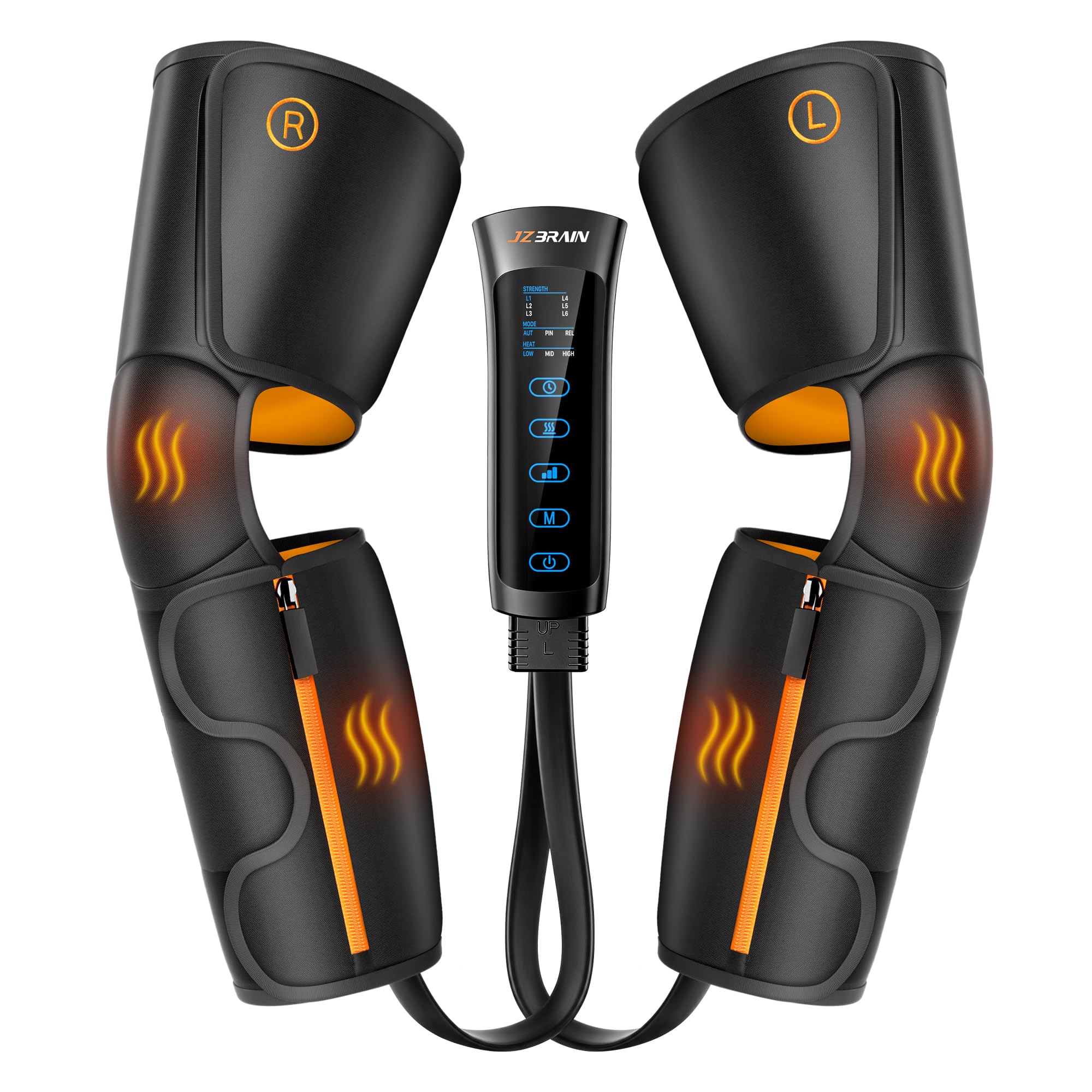 Photo 1 of JZBRAIN Air Compression Leg Massager with Heat : Calf, Knees & Thigh Recovery Compression System for Pain Relief & Circulation - Sequential Massager with 3 Heat,3 Modes & 6 Intensities for Daily Use