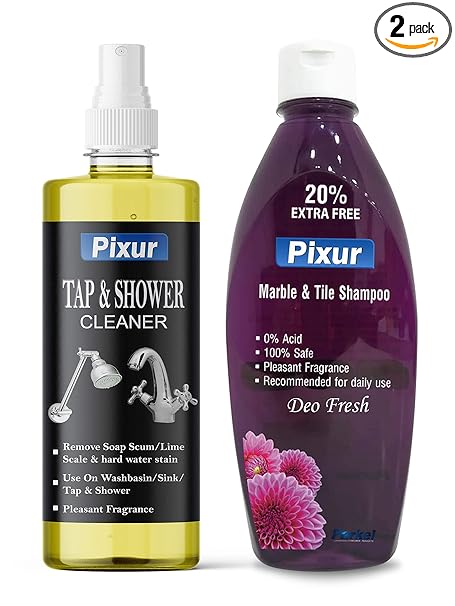 Pixur Tap Cleaner And Marble Tile Shampoo Combo Pack 500 ML Each