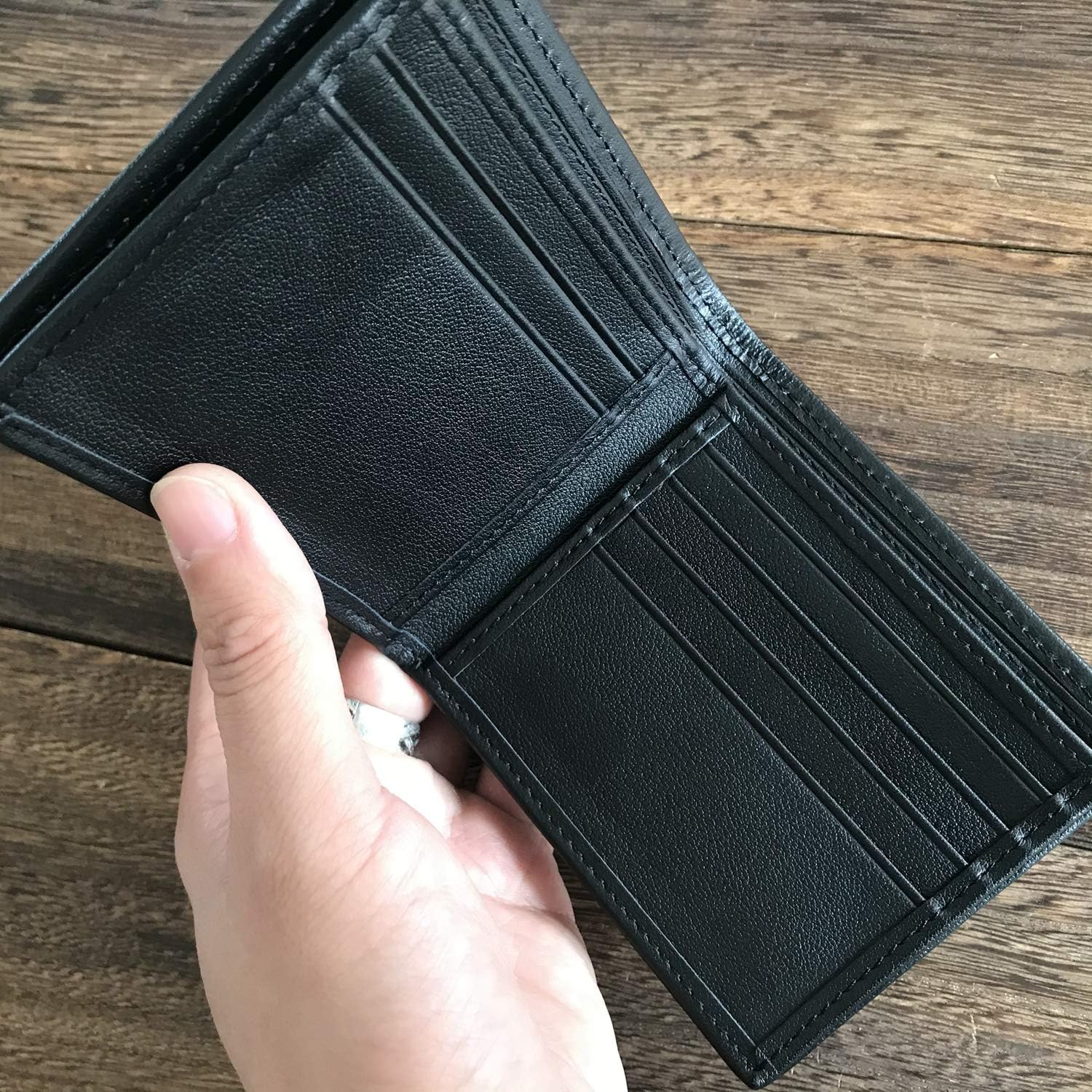 Men's Handmade Crocodile Skin Wallet Genuine Alligator Wallets Birthday Present (Black-Belly-Horizontal)