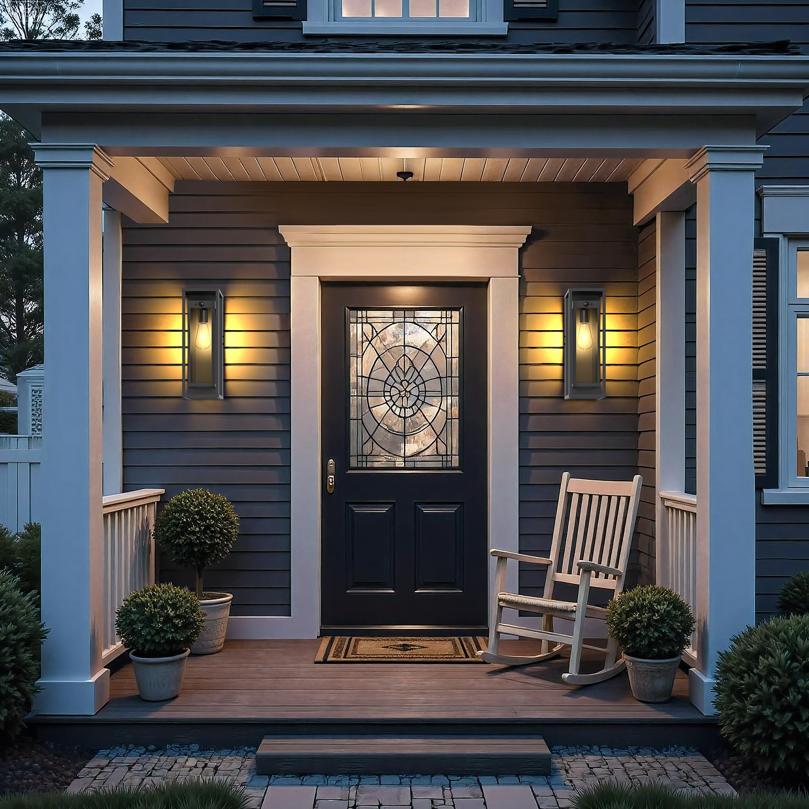 20in Outdoor Wall Light Motion Sensor-Black Modern Sconce Waterproof Exterior Lighting Fixture E26 Socket Porch Lights Extra Large — view 7