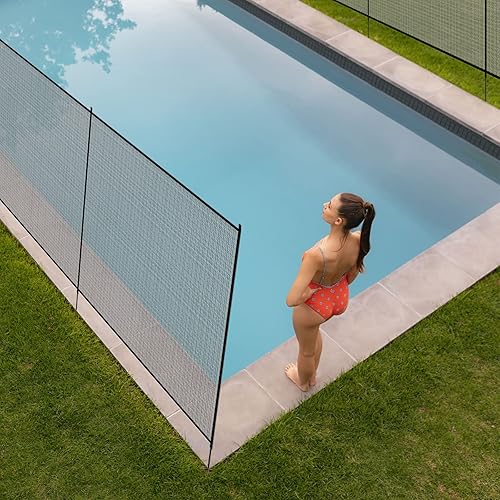 Miniatura 7 de Funmit Kit de valla de piscina de 4 x 48 pies, valla de seguridad extraíble para piscinas enterradas o sobre el suelo, fácil instalación de
