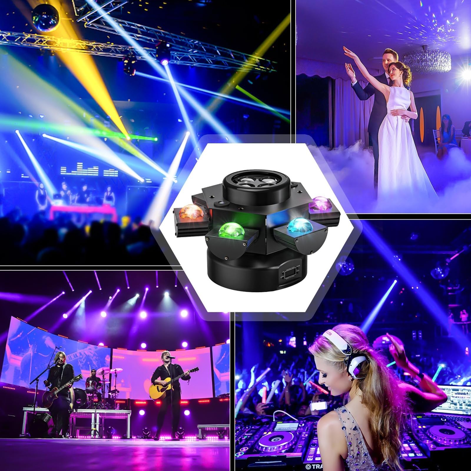 Luci da palcoscenico a testa mobile, luci DJ da 150 W con molteplici effetti di fascio per feste al coperto, discoteca, KTV, matrimoni, club e spettacoli dal vivo