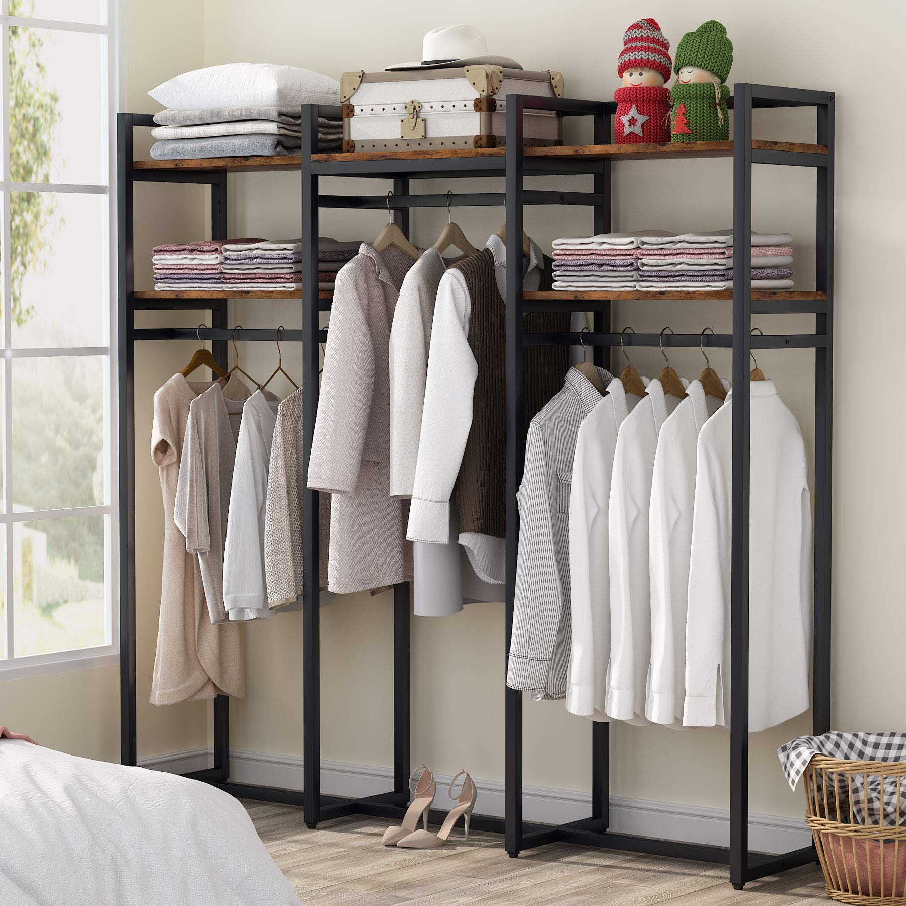 Tribesigns Freestanding Closet Organizer, 75 inch Clothing Rack with