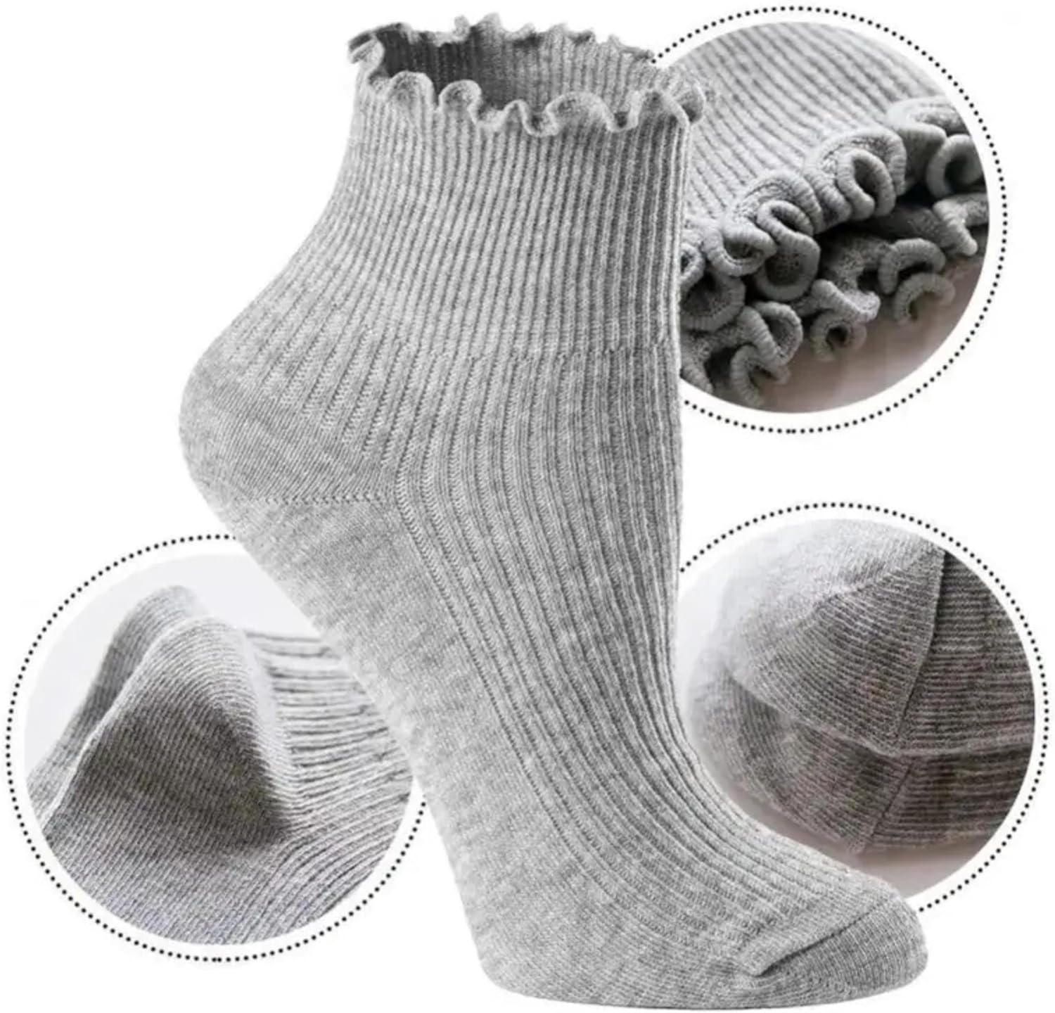 Tipi Toe Women’s 3 Pairs Quarter Crew Socks – Lightweight Solid Color Turn-Cuff Ruffle Lettuce Edge Dress Socks, Size 9-11 - Image 4