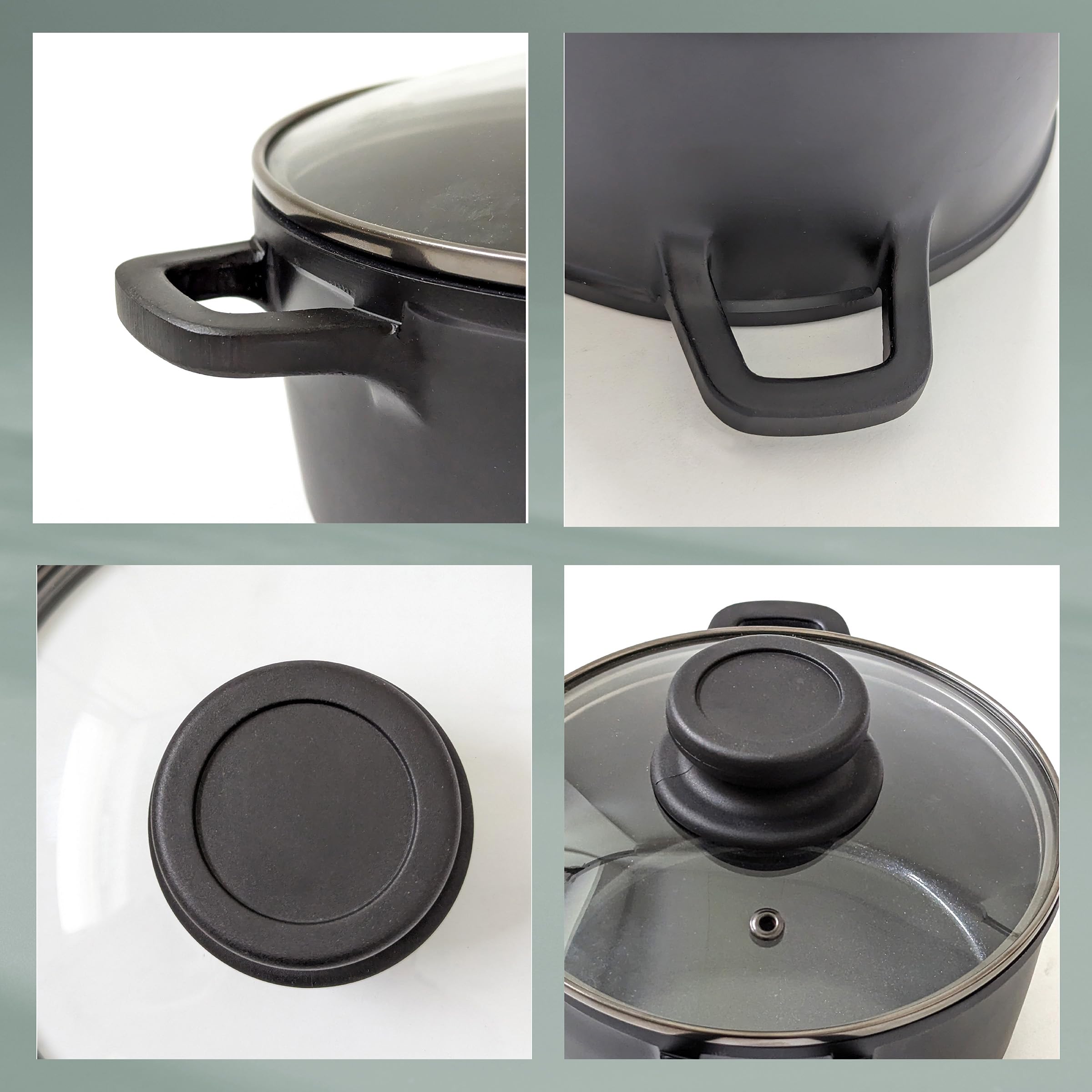kela Garnek do mięsa 16 cm ze szklaną pokrywką ATURA, garnek do gotowania mały 1 litr, garnek indukcyjny, odlew aluminiowy powlekany ceramiką, bez PFAS, czarny