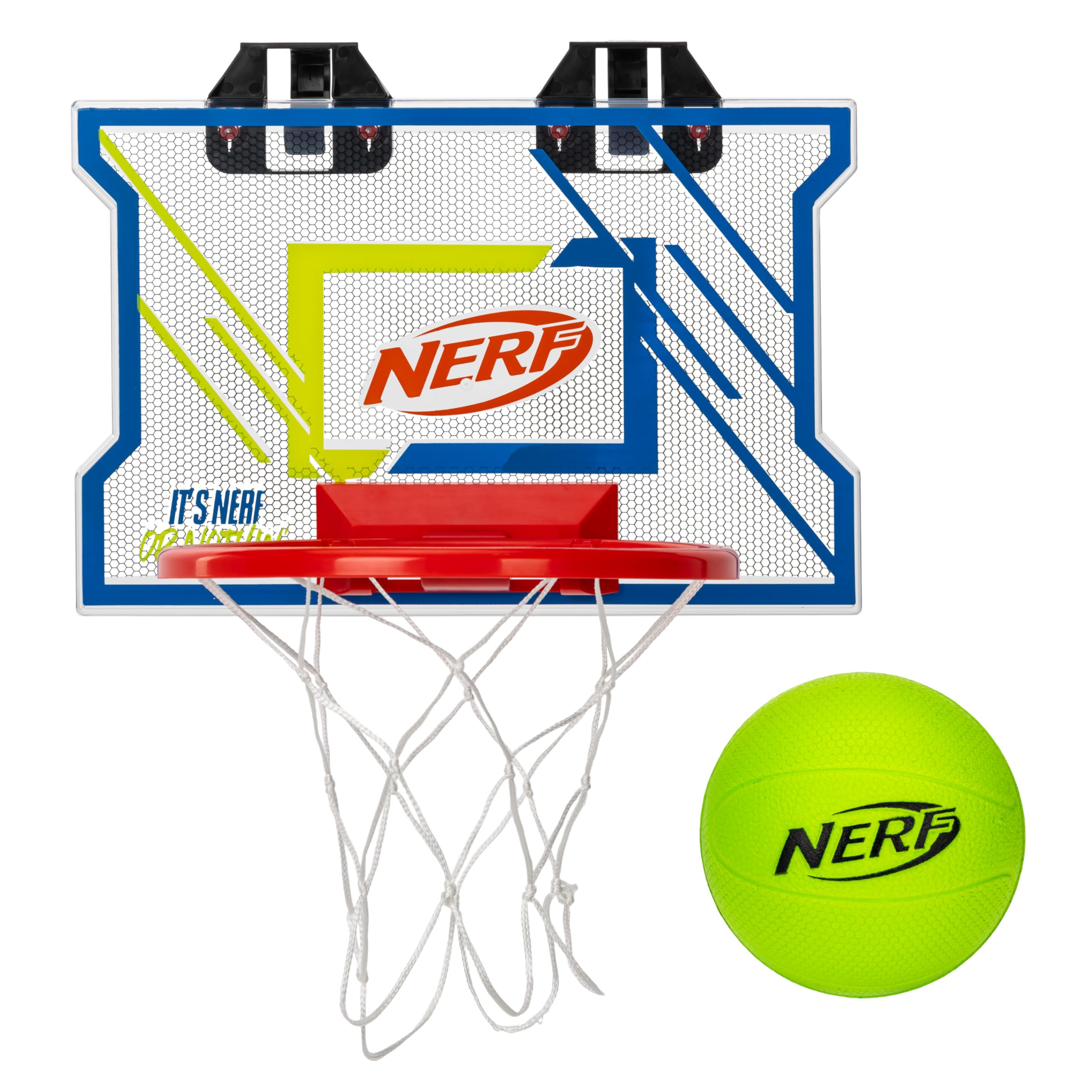 NERFOOP Elite - Juego de Aros de Baloncesto para Encima de la Puerta, Juego de Mini Aros con Pelota de Espuma Nerf, Dormitorio + aro de Accesorios de Oficina, Incluye Bola de Espuma