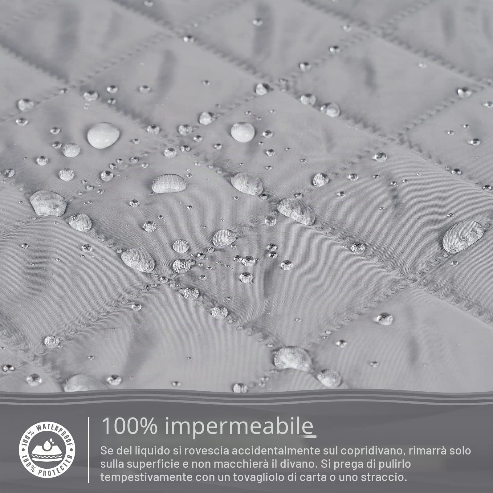 TAOCOCO Copridivano impermeabile con Penisola(L 200cm),Copridivano con Elastico, per Soggiorno, Antiscivolo, per Animali Domestici,Gatti, Cani,Bambini che Giocano (Grigio Scuro)