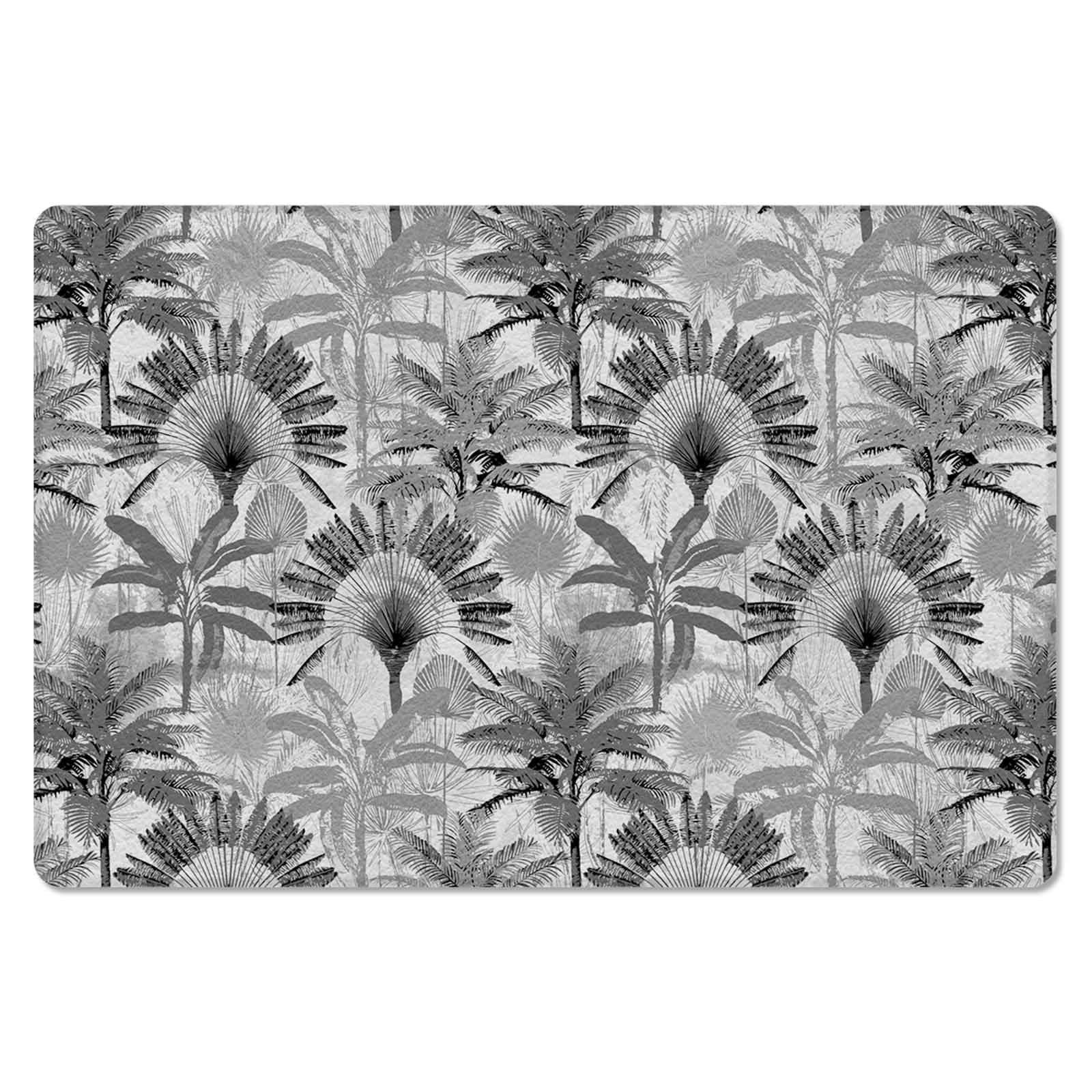 Grey Tropical Leaf Antifatigue Kitchen Bath Door Mat Cushioned Runner Rug,Washable Welcome Floor Sink Mat,Waterproof & Non-Slip Kitchen Standing Doormat,Summer Palm Coconut Tree Coastal Beach 20