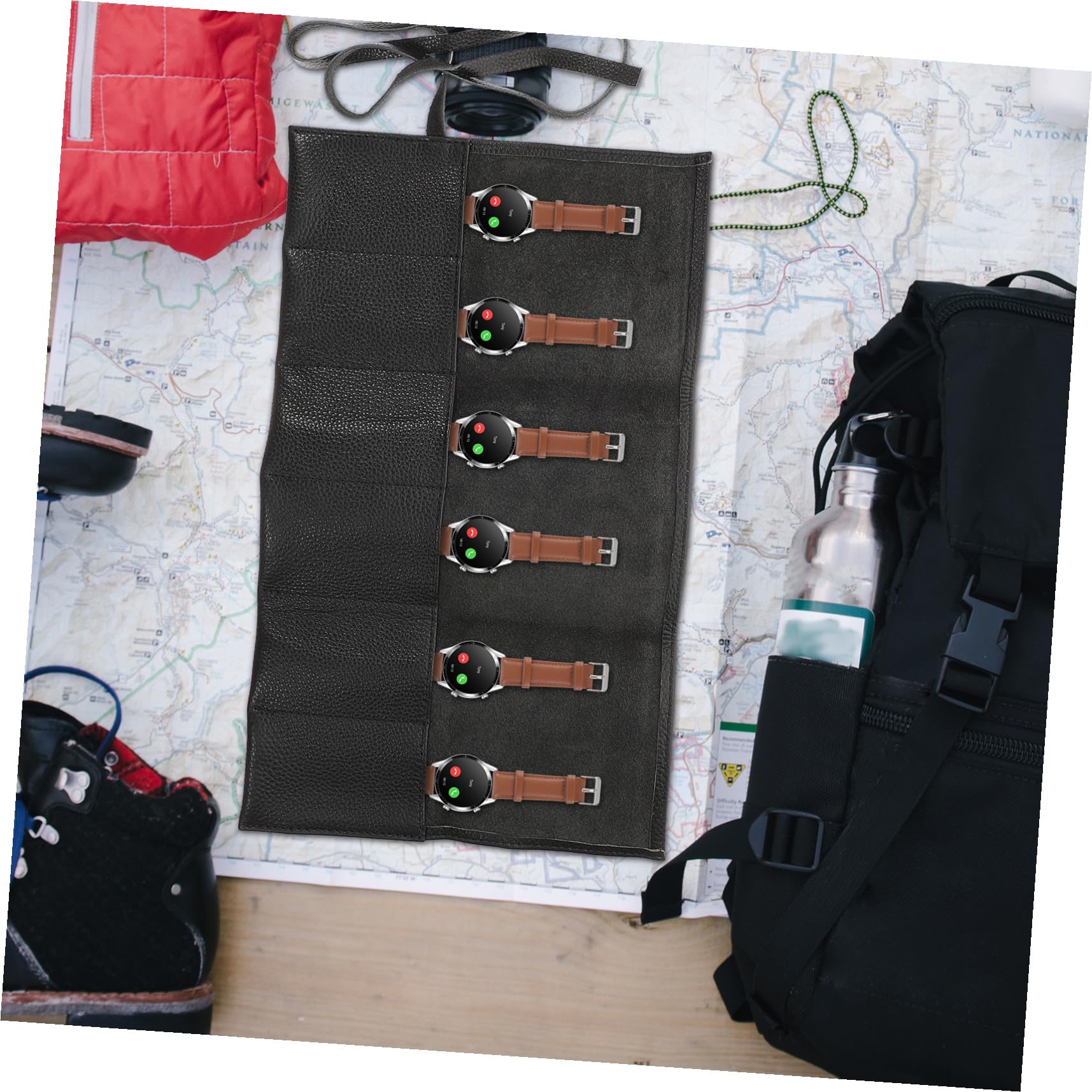 Baluue Leder Uhrenaufbewahrungsetui mit Reißverschluss Tragbare Reise Uhrentasche für Uhrenliebhaber Stylisch Klein und Leicht für Outdoor Aktivitäten