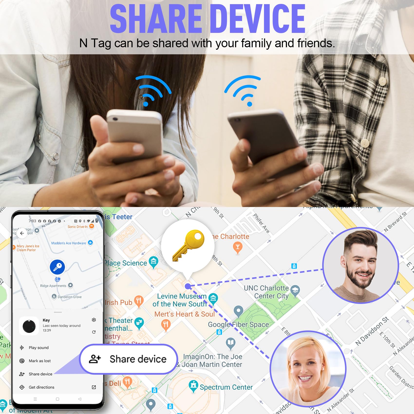 Lot de 2 traqueurs d'air pour Android, lot de 2 étiquettes de suivi Bluetooth compatibles avec l'application Google Find Hub, localisateur de clés intelligent pour clés, portefeuille, sac, bagages