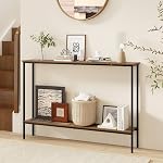 Giantex 2-Tier Table Console avec plateau, 44" Table d'entrée étroite avec kits antidérapants double & Cadre en métal, Table de canapé longue, Table Slim Hallway pour le salon, Entrée, Corridor, Foyer