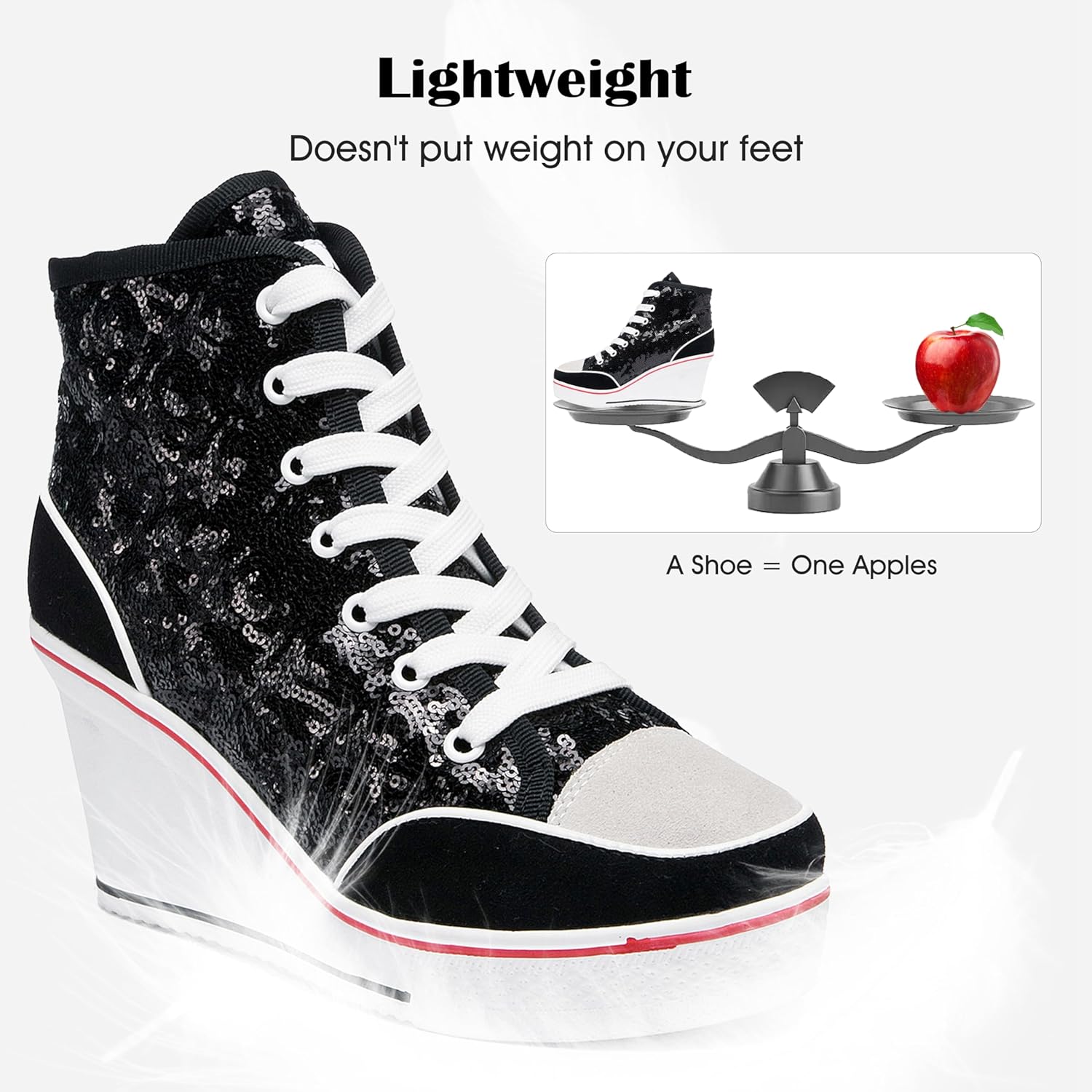 Women's Canvas High-Heeled Bling Shoes Casual Shoes Fashion Sparkling Sneakers for Walking Platform Wedges Pump Shoes - Image 6