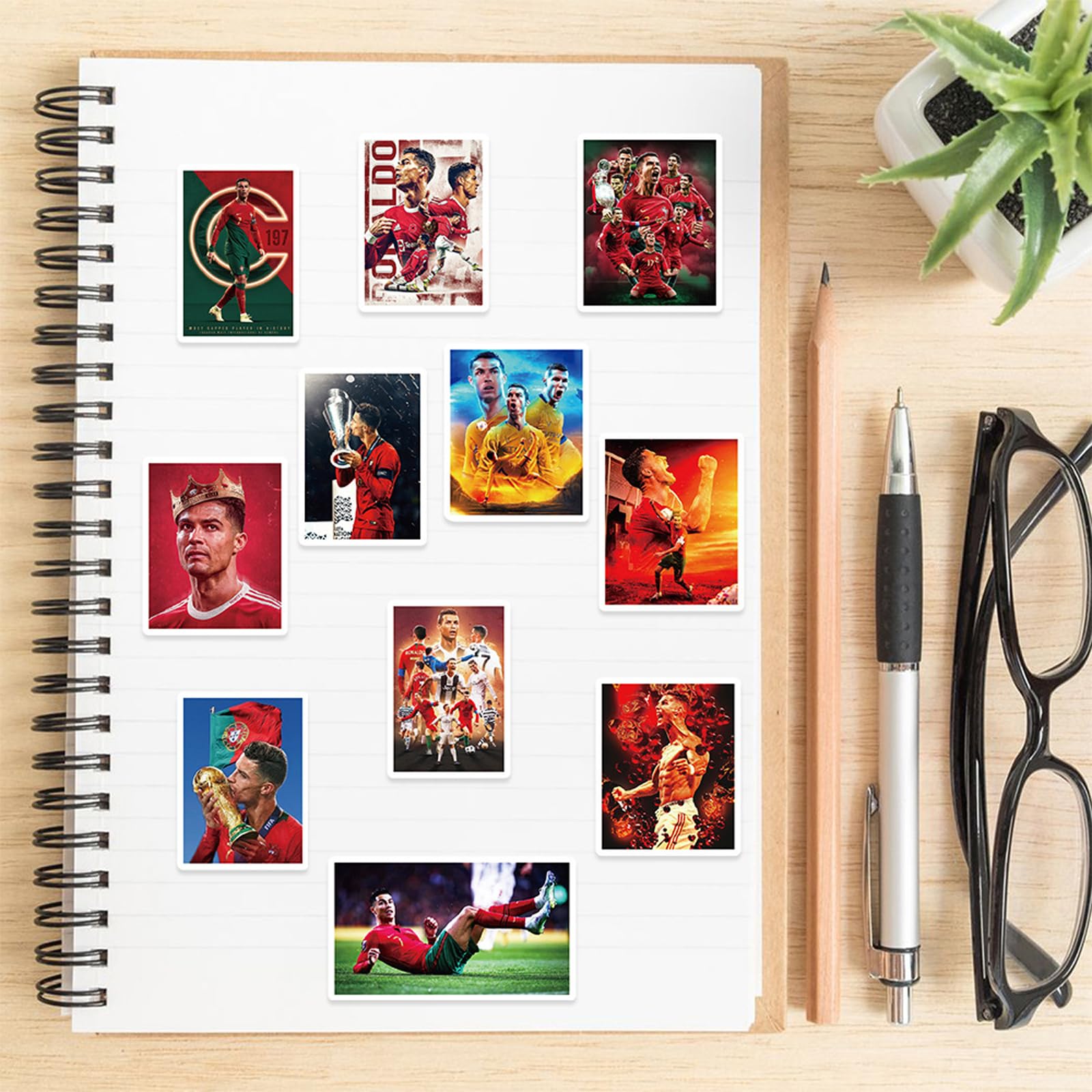 Autocollants Cristiano Ronaldo Vinyle Imperméables Lot de 50 Stickers Football