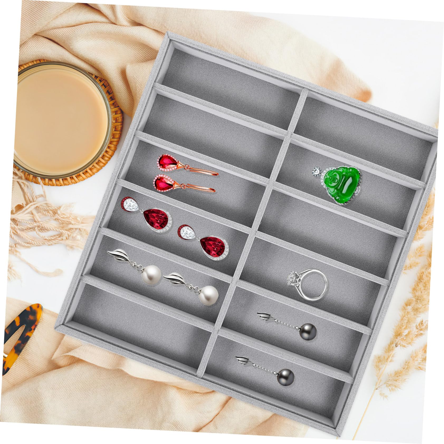 GALPADA Graues Brillen-organizer Tray aus Strapazierfähigem Filz für Sonnenbrillen und Schmuck Stapelbar Vielseitige Aufbewahrungsbox für Brillen und Accessoires Praktisches