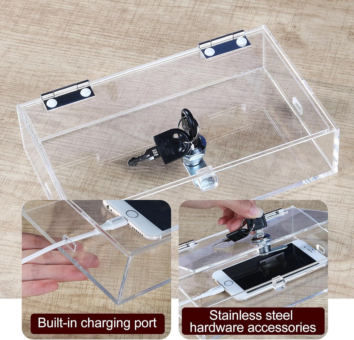 Thickened Acrylic Box Mobile Phone Storage, Clear Phones Lock Case, Container Staff Protective(31x24x4cm/12x9x2in)