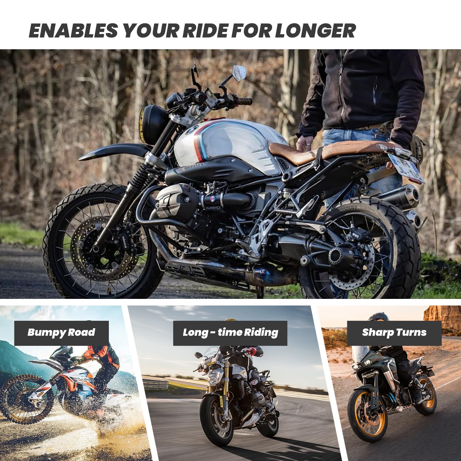 Motorrad-Soziuspolster, 3D-Sitzpolster, schwarz, wasserdicht, atmungsaktiv, Netz, wärmeableitend, Rücksitz, schwarzes Polster für Motorräder