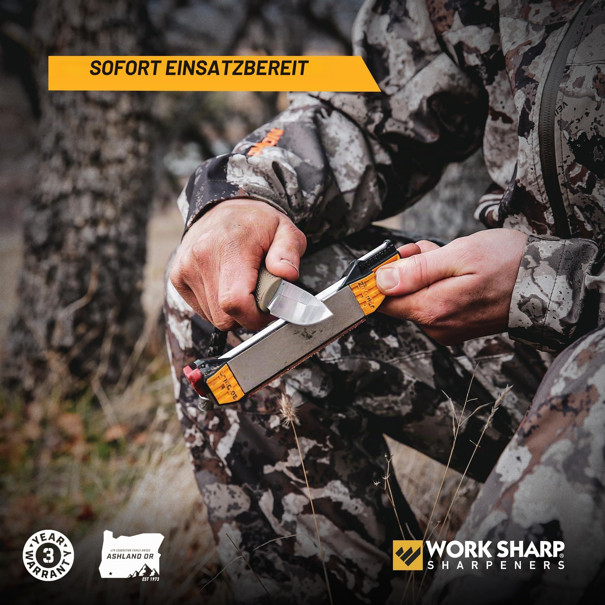 Work Sharp Guided Field Sharpener, Compact Travel Hunting Knife Sharpener Tool