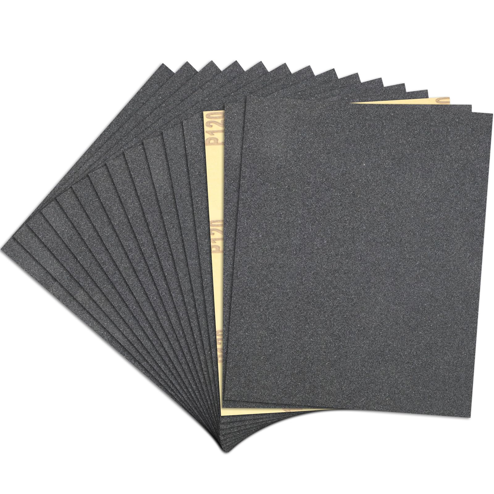 15 Pcs Sandpaper 120 Grit Wet and Dry Sandpaper Sheets, 9 x 11 Inch Sand Paper Pack for Wood Furniture, Walls, Metal, Automotive Polishing & Finishing