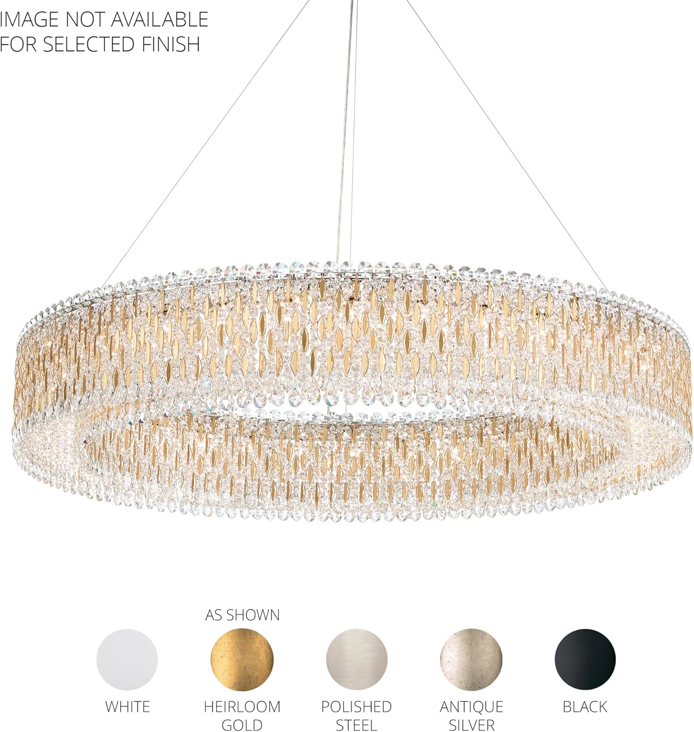 Schonbek Signature RS8351N-48R, Sarella 32 Light 60in Round Chandelier in Antique Silver with Clear Radiance Crystals