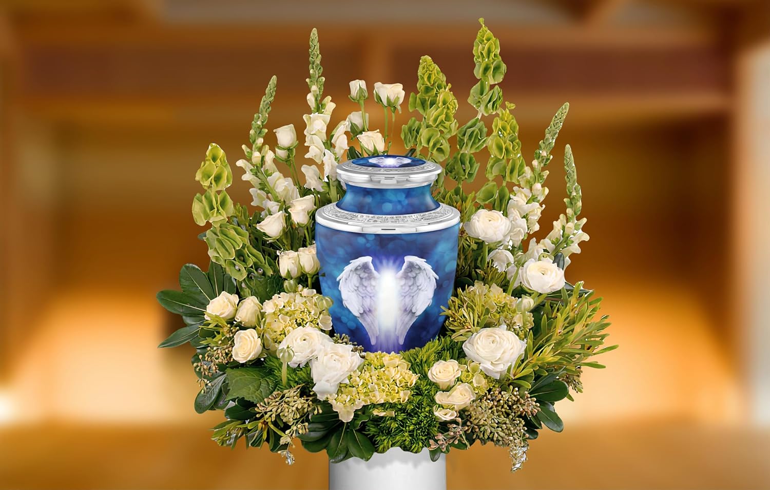 Angel Wings Cremation Urns for Adult Ashes Male Female - Handcrafted Funeral Decorative Urns for Human Ashes Adult (Heavenly Wings No Medallion