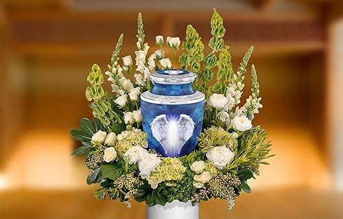 Miniatura 6 de Urnas de cremación de alas de ángel para cenizas adultas, hombres y mujeres, urnas decorativas funerarias hechas a mano para cenizas humanas para