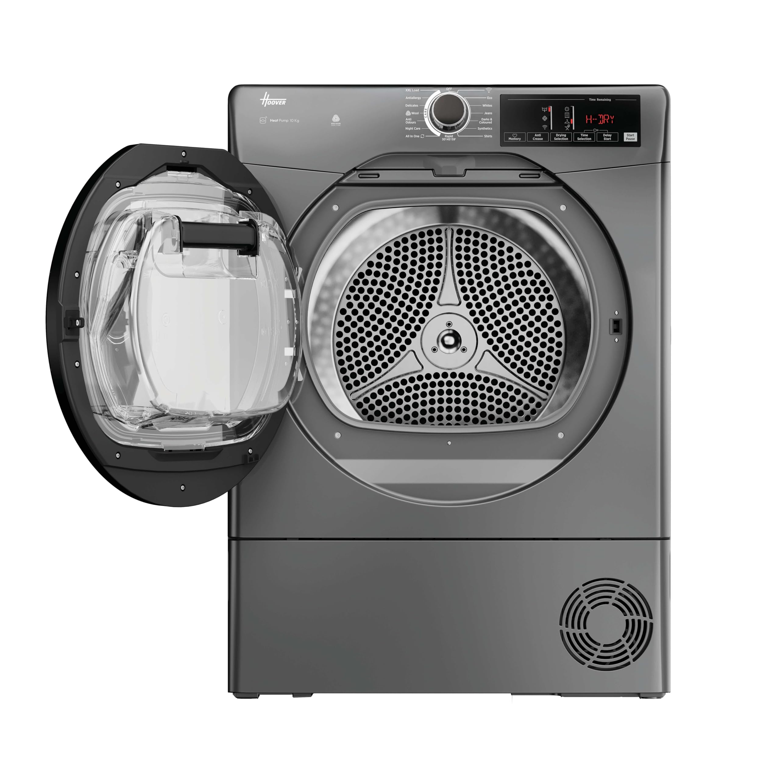 Hoover H-DRY 350 HRE H10N2TBER-80 Heat Pump Tumble Dryer, 10kg, Graphite, A++ Energy Class — view 2