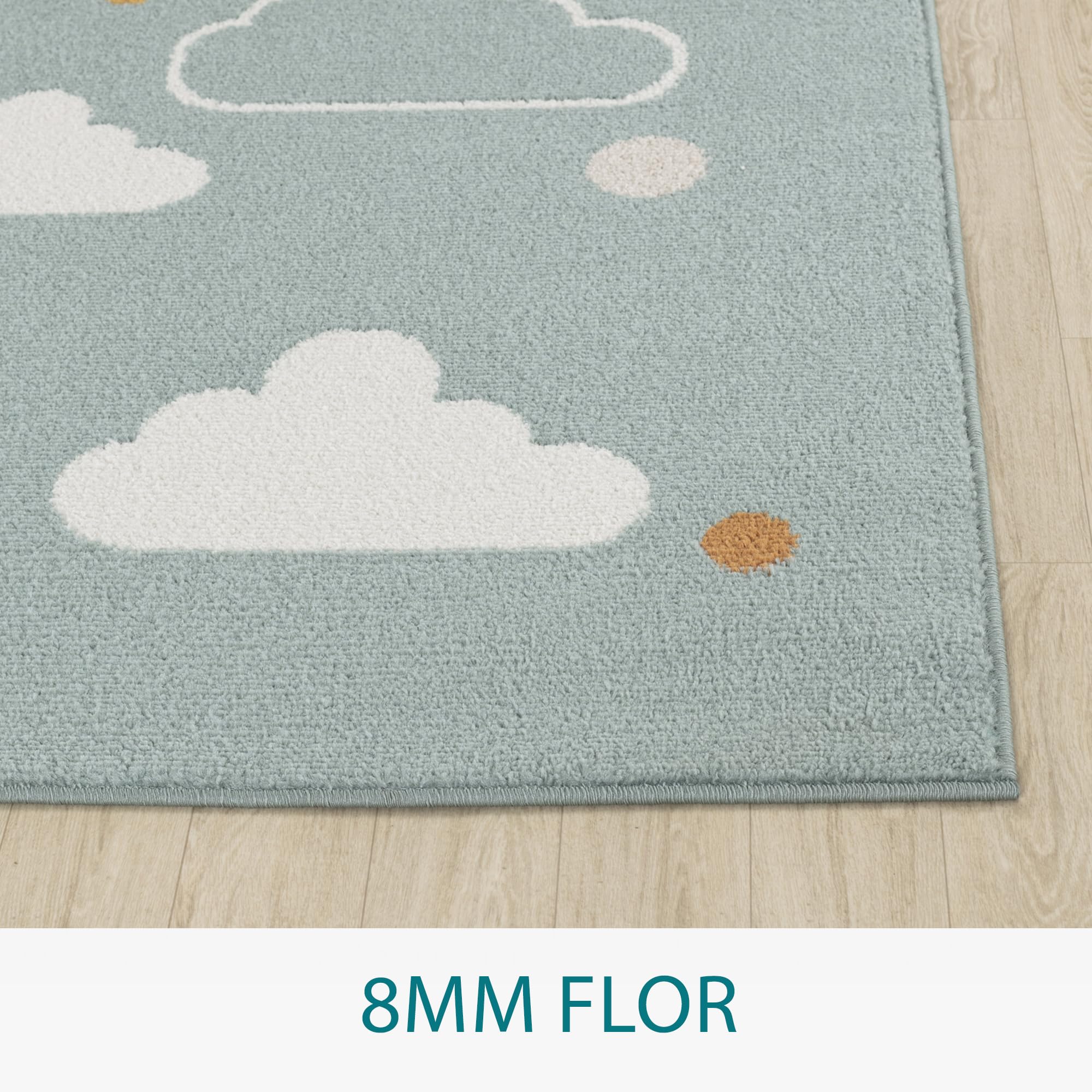 Livabliss Mongolfiera Tappeto Bambini Tappeto Bambino Cameretta, Asilo o Sala Giochi, Tappeti per l'area della stanza dei Bambini, Accessori per Camera da Letto dei Bebè, Verde Petrolio 160x213 cm