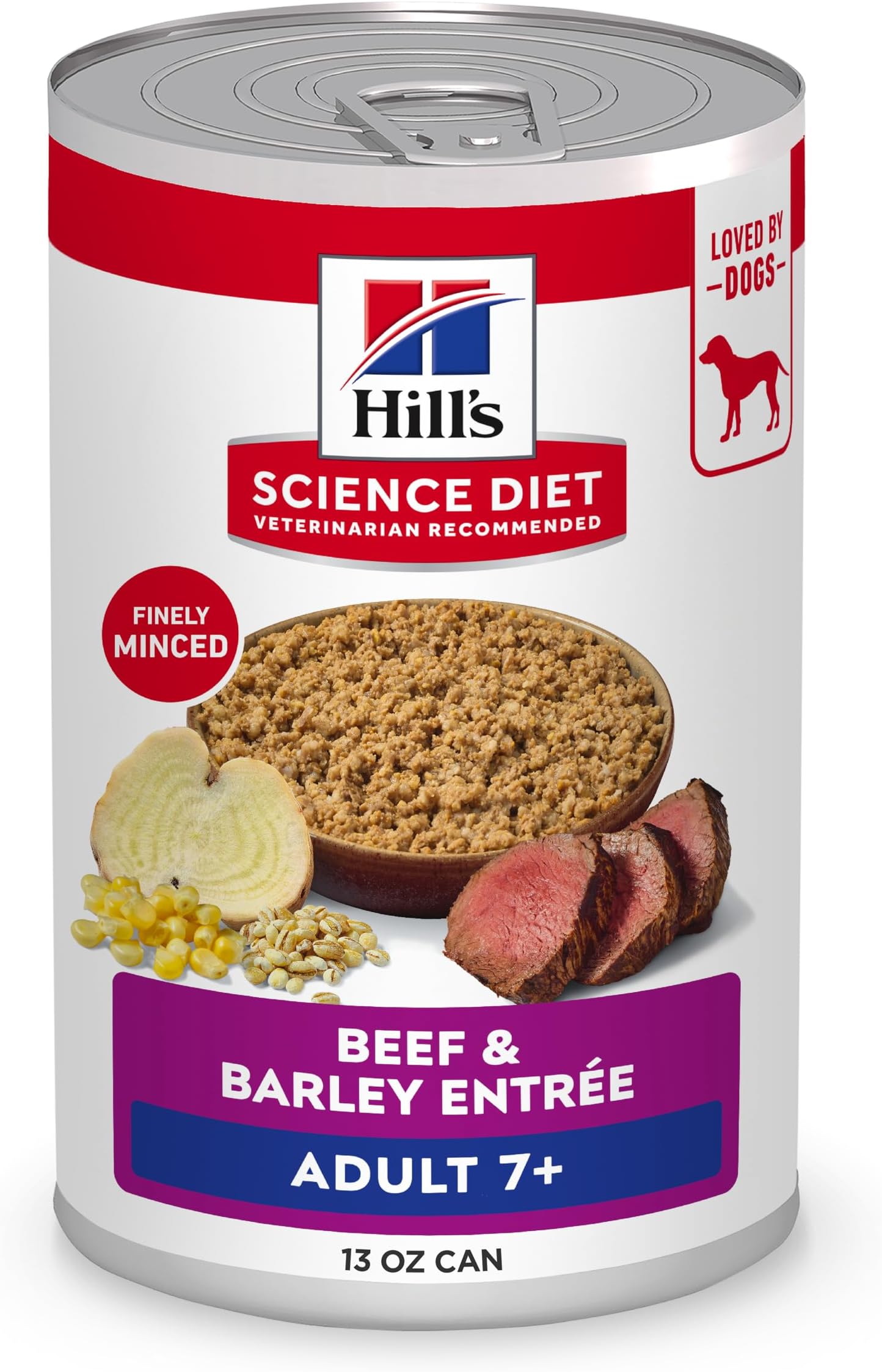 Adult 7+ Wet Dog Food, Beef & Barley, 13 oz. Cans, 12-Pack