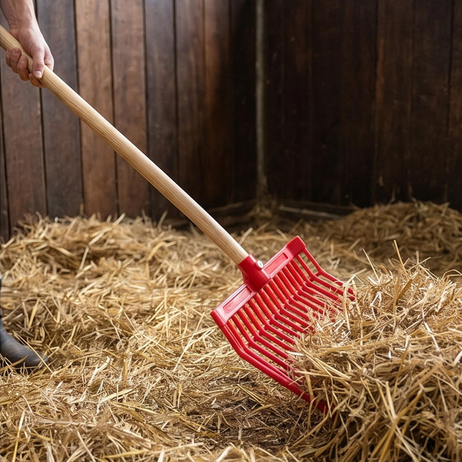 18 denti angolati fieni piazzole forcella costruzione forte plastica letame cavallo rastrelli per letame per cavalli a lungo termine plastica durevole rastrelli per letame cavallo