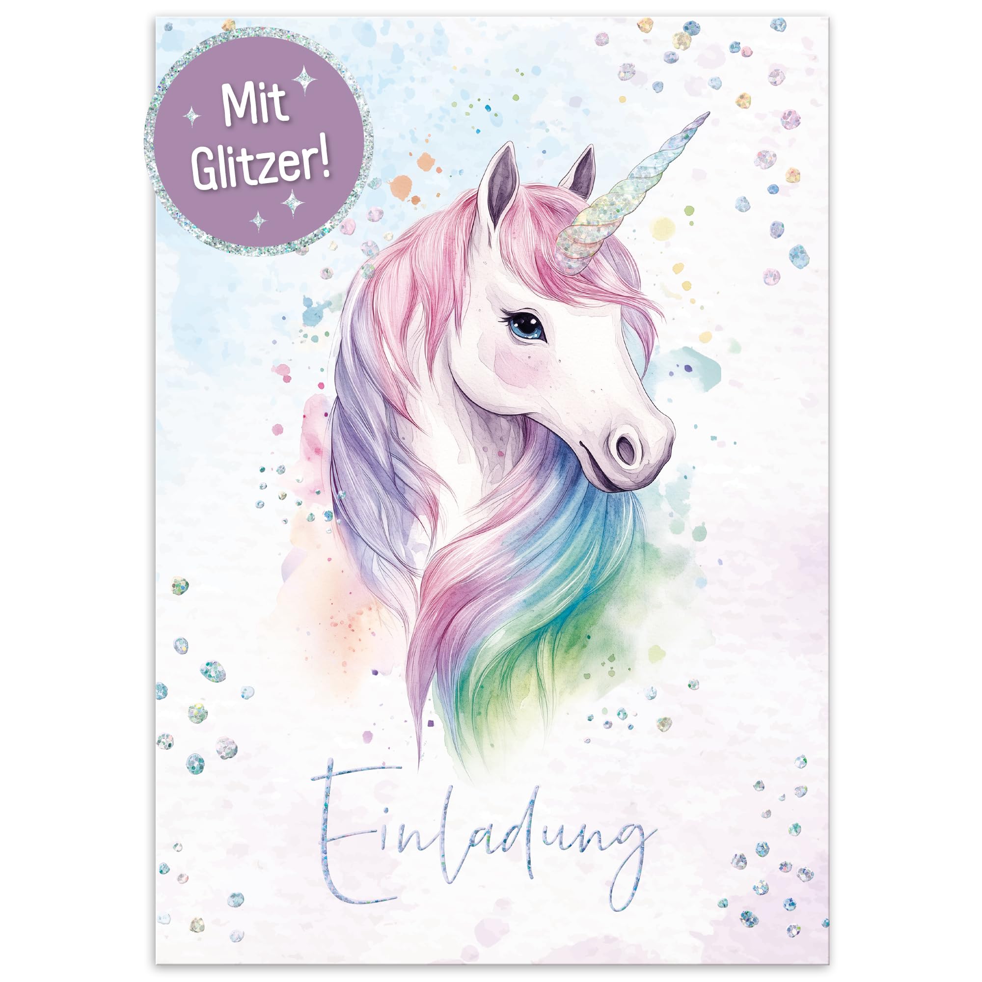 Häfft® Lernfreunde 12 x Einladungskarten Kindergeburtstag A6 Einhorn Party-Einladungen für Kinder, Geburtstags-Einladungen - nachhaltig & klimafreundlich