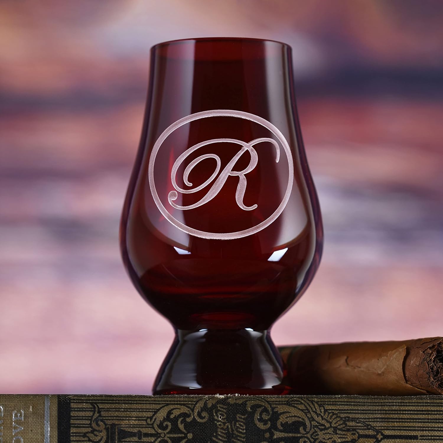 Red Glencairn Whisky Glass With Monogram (Set of 2)