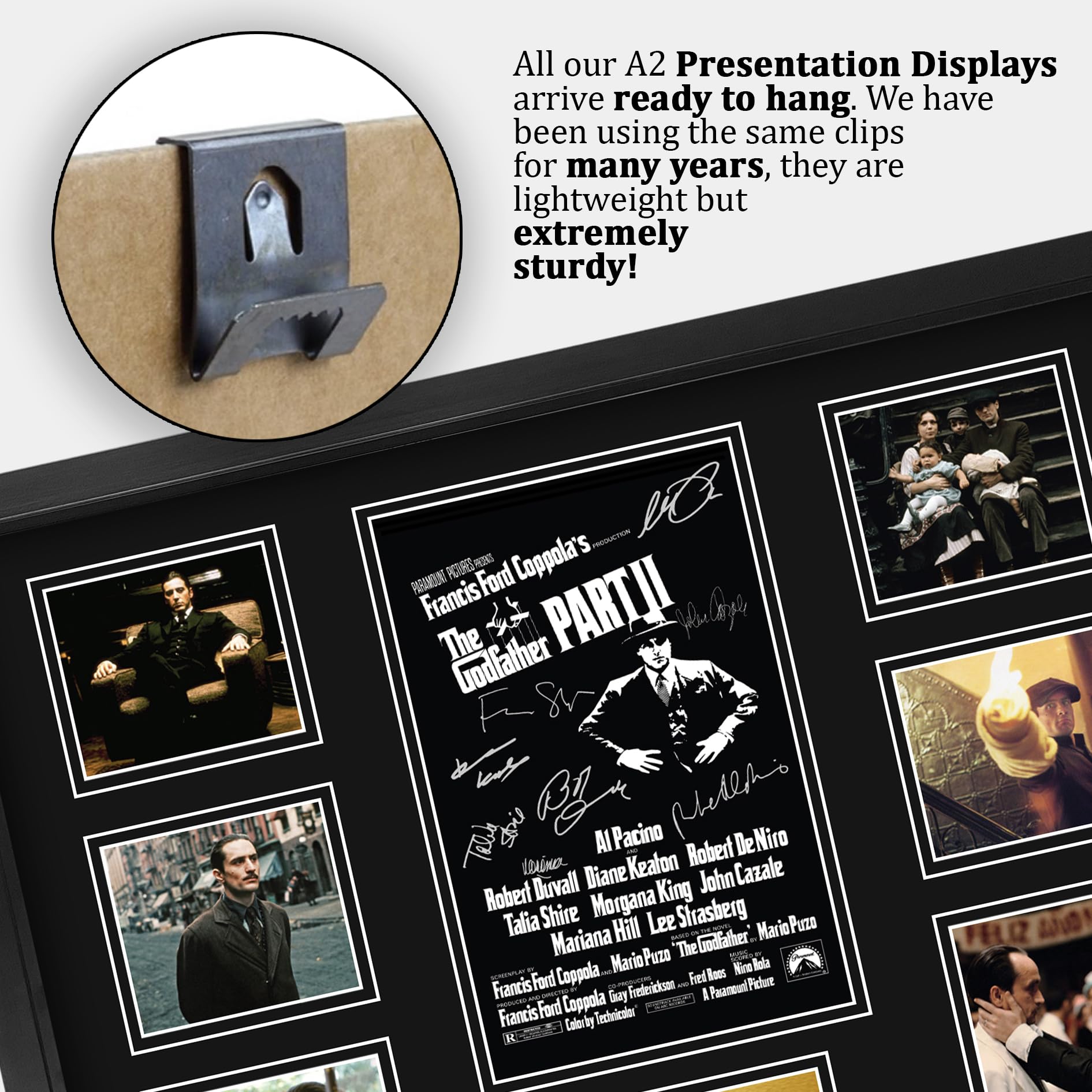HWC Trading The Godfather Part 2 Al Pacino Geschenke Geduckter Poster Signiertes Autogramm Foto für Fans von Film Memorabilien - A2 Gerahmt