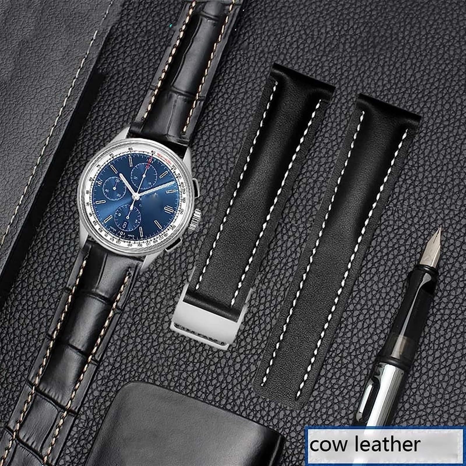 Cinturino in vera pelle di mucca per orologio Breitling Band con fibbia di distribuzione WatchBands braccialetto 22mm 24mm