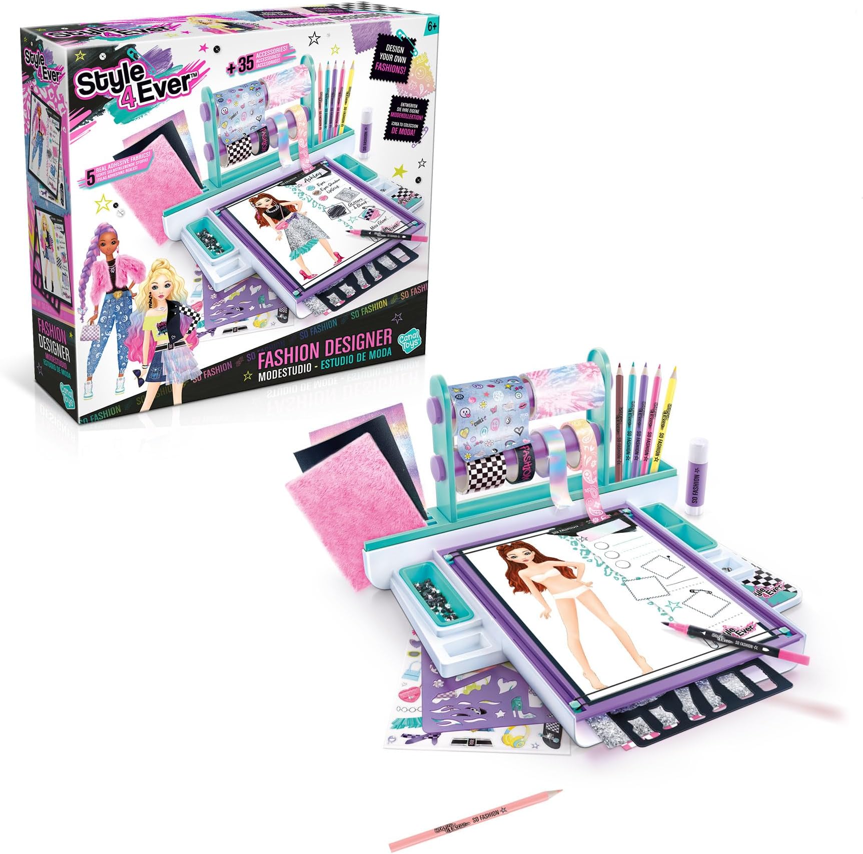 Style 4 Ever Canal Toys Fashion Designer Studio - Complete Drawing Studio - Crafts for Kids - Fashion Designer Kits for Girls - Craft Kits - Gift for Children 6 Years + - OFG 276