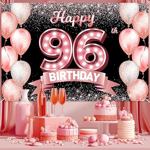 Vista 101 de Happy 21st Birthday Rose Gold Banner Backdrop Cheers to 21 Years Old Confetti Balloons Theme Decor Decorations for Women 21 Years Old Pink Birthday