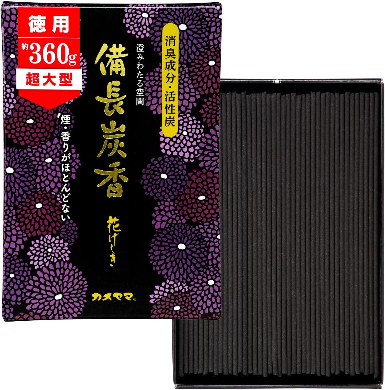 Kameyama Hanageshiki, Binchotan, Ultra Large, 12.6 oz (360 g), Large Capacity, Incense Sticks, Unscented, Colored, Deodorizing Ingredients