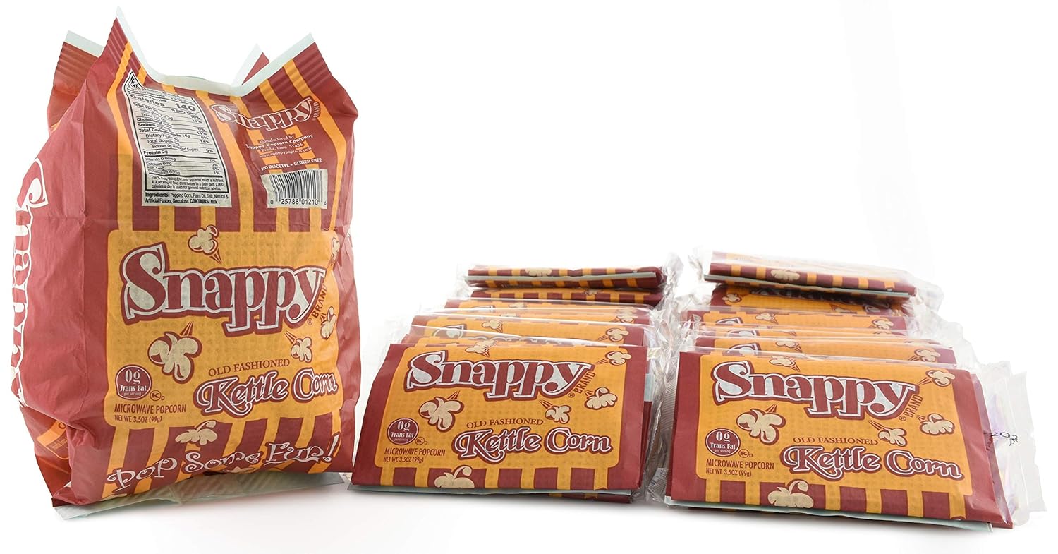 Snappy Kettle Corn Microwave Popcorn, 3.5 oz, 48 Pack