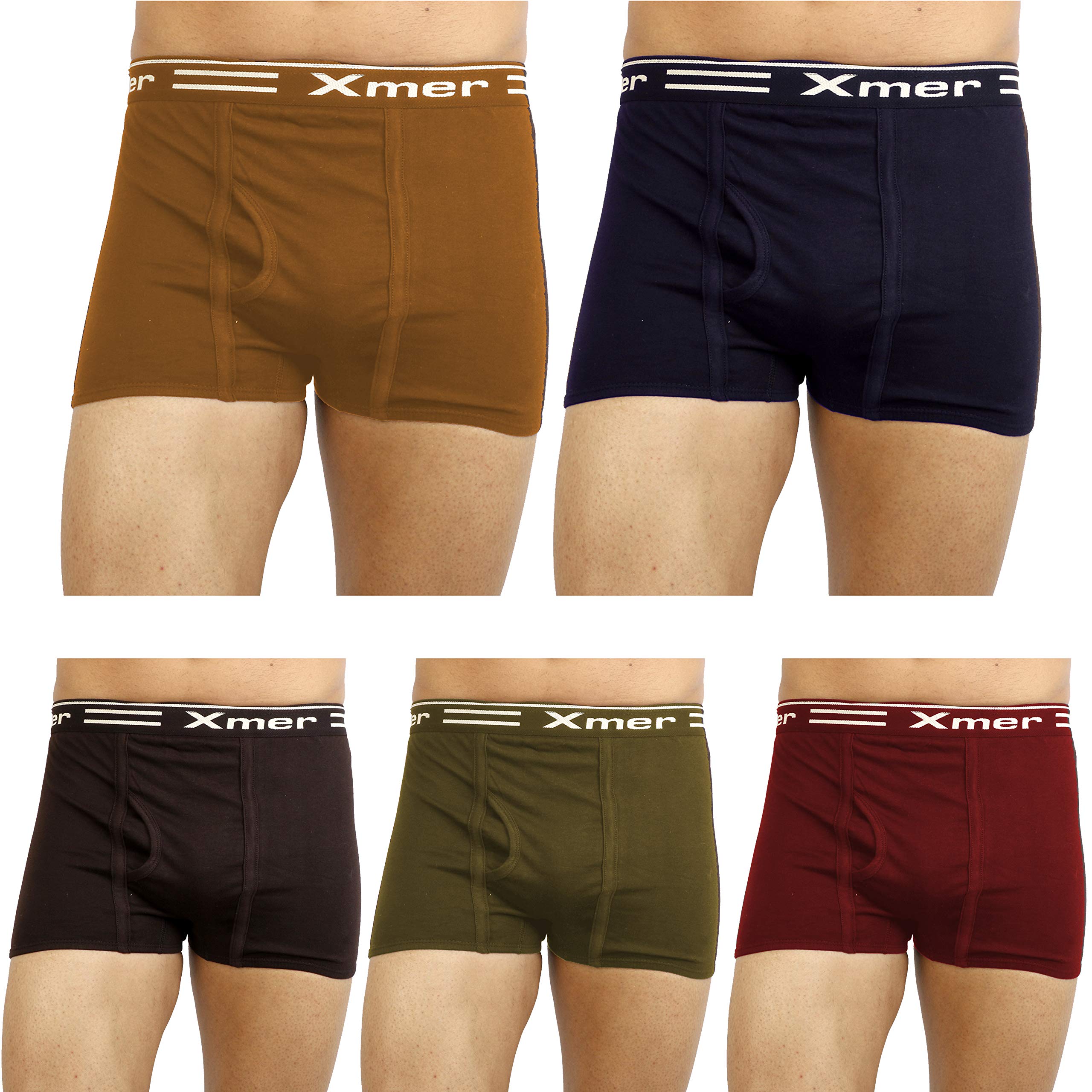 xmer Men's Solid Casual Mini Trunks Outer Elastic Pack of 5-picture-30