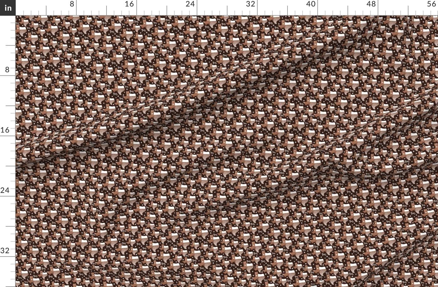 Spoonflower Fabric - Texas Map Brown Printed on Organic Cotton Sateen Fabric by The Yard - Sewing Quilting Apparel Home Decor