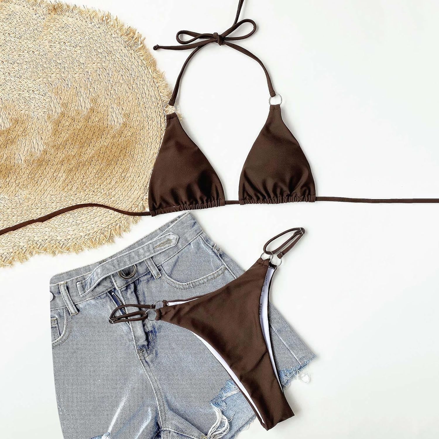 Breastfeeding Bathing Suit Micro Bikini Ditsy Floral Two Piece Sets Bathing Suit Color Block Bandeau Swim Top Women Bathing Suits with Shorts 8 81saeup4SgL. AC SL1500