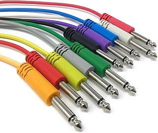 PolarNoise 6.35mm 1/4" Jack Shielded TS Mono Patch Cables - (10 Colores/7 Longitudes) Conjunto de 5 - ROSA - 300cm