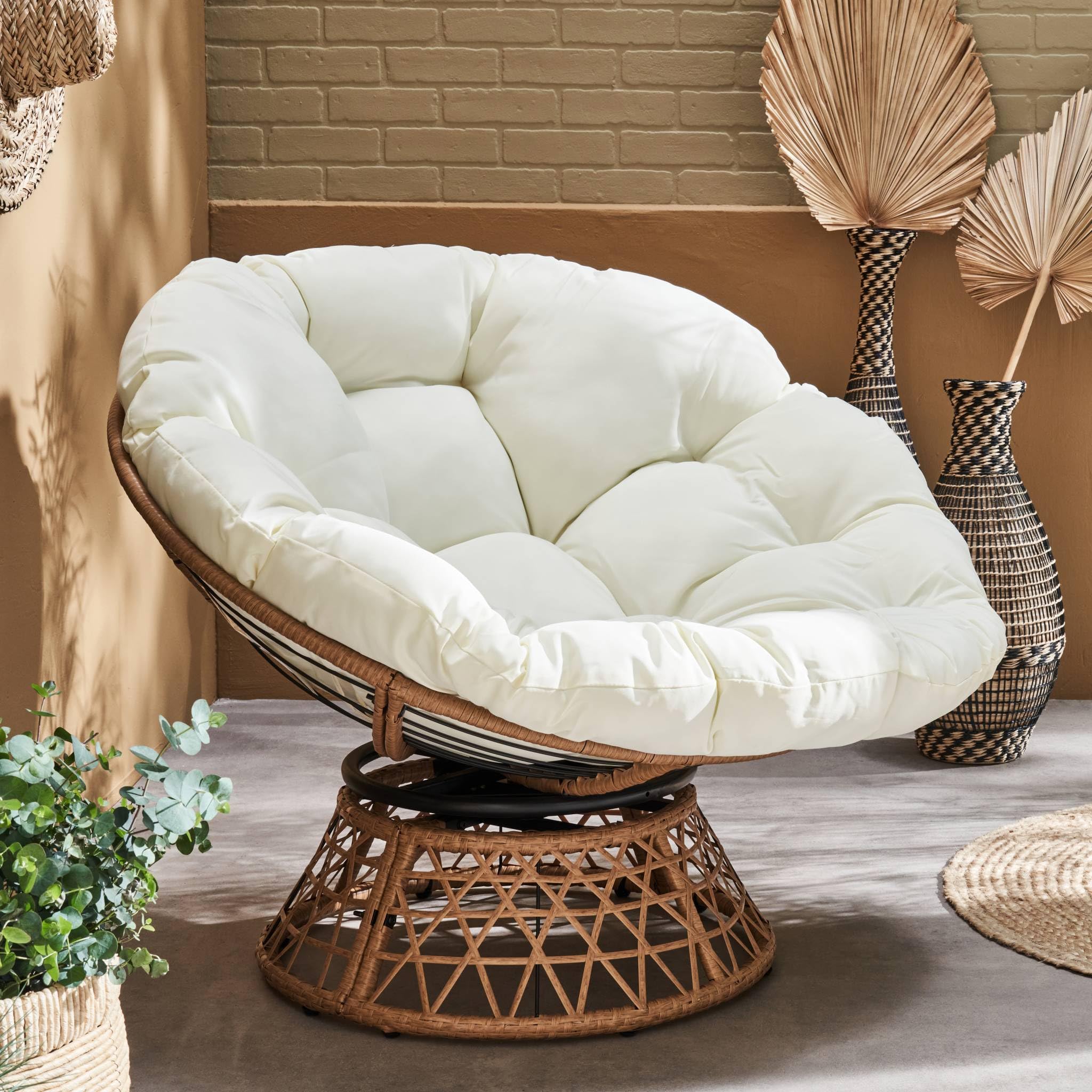 sweeek - Sillón Papasan en polyrotin, loveuse Exterior/Interior Ø96cm