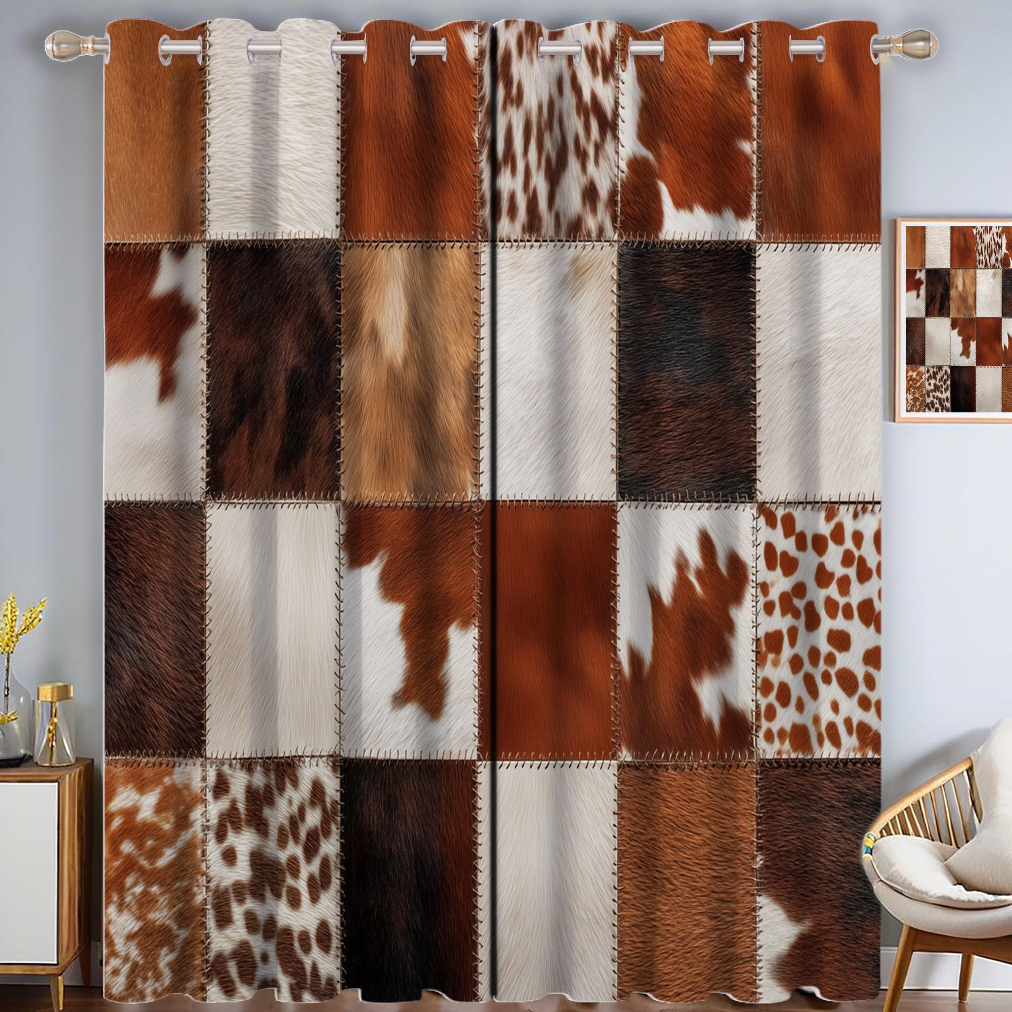 Rideaux imitation peau de vache marron pour sublimer le bureau d'un adulte