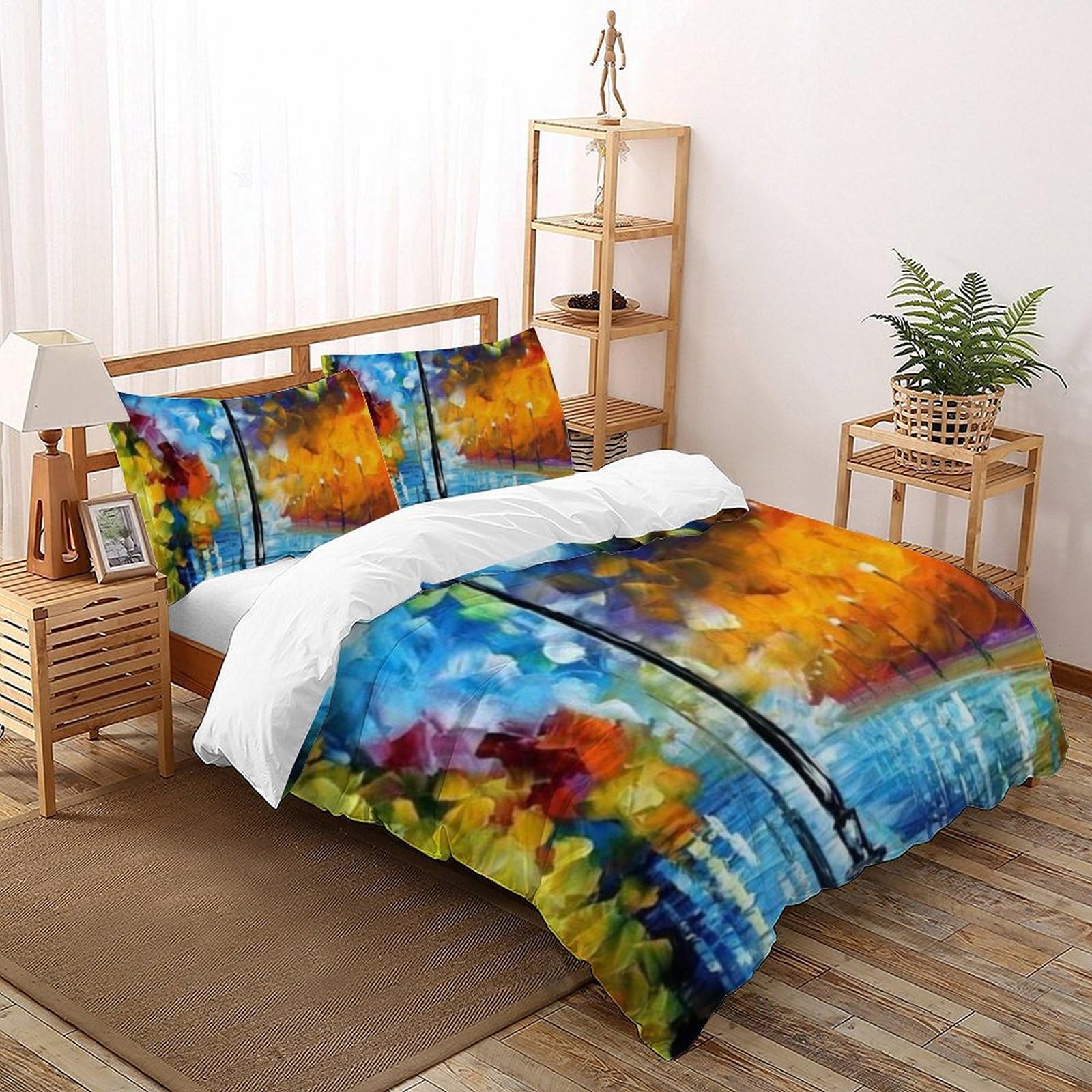 Housse de couette king anti-plis imprimé 3D en microfibre lavable