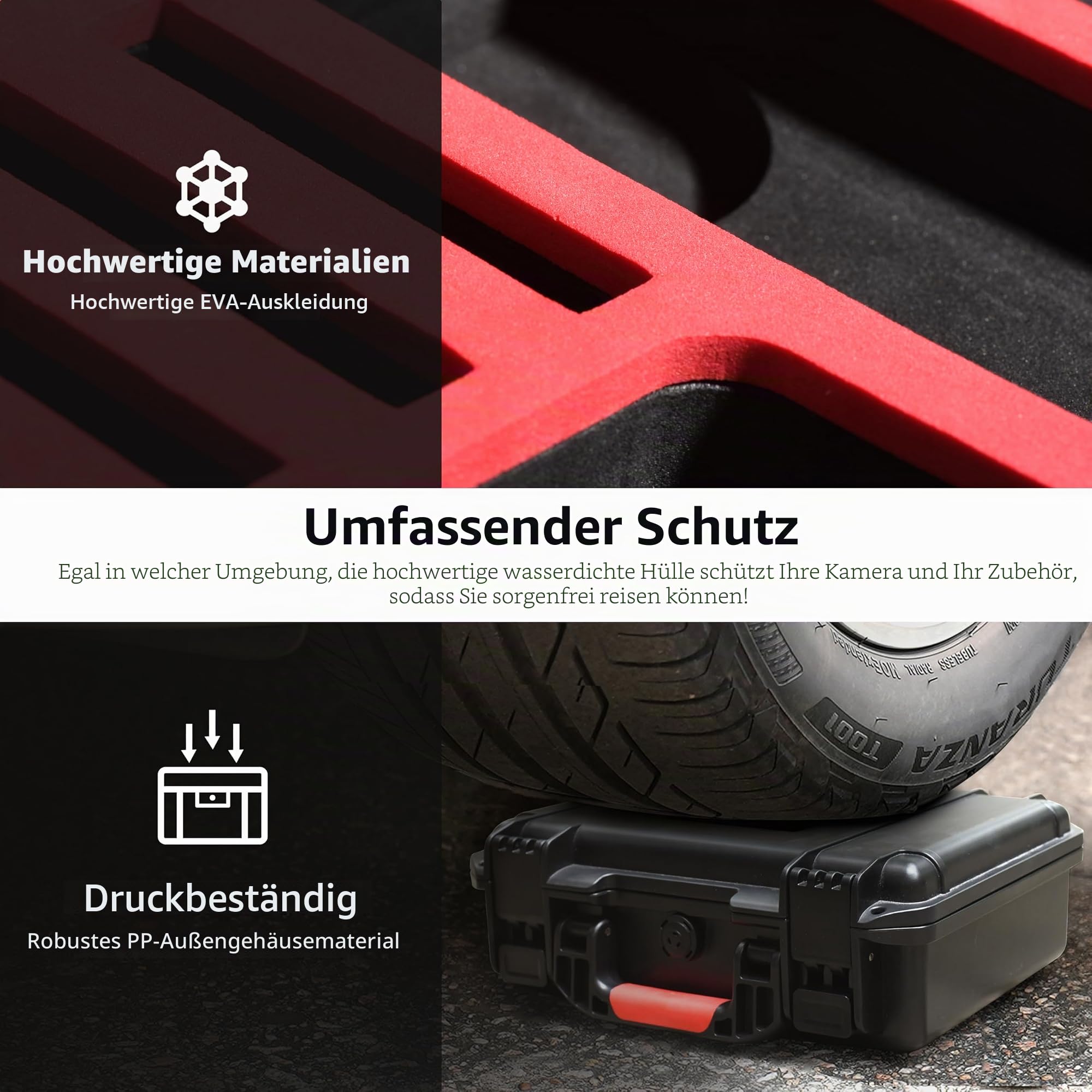 Tomat X4 wasserdichte Tasche für Insta360 X4 Doppelte Schichten Stoßfest IP67 Koffer Große Kapazität Tragetasche für Insta360 X4 Kamera und Zubehör Elegant Schwarz