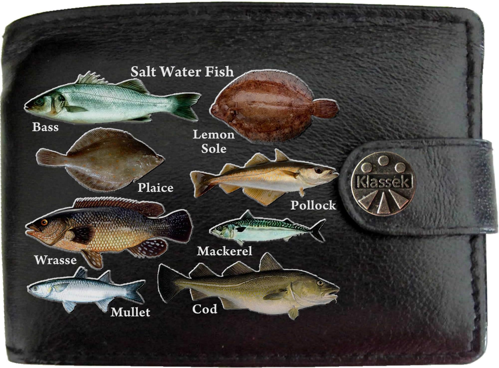 Saltwater Fish Fishermans Sea Anglers Klassek Real Leather Wallet fishing gift