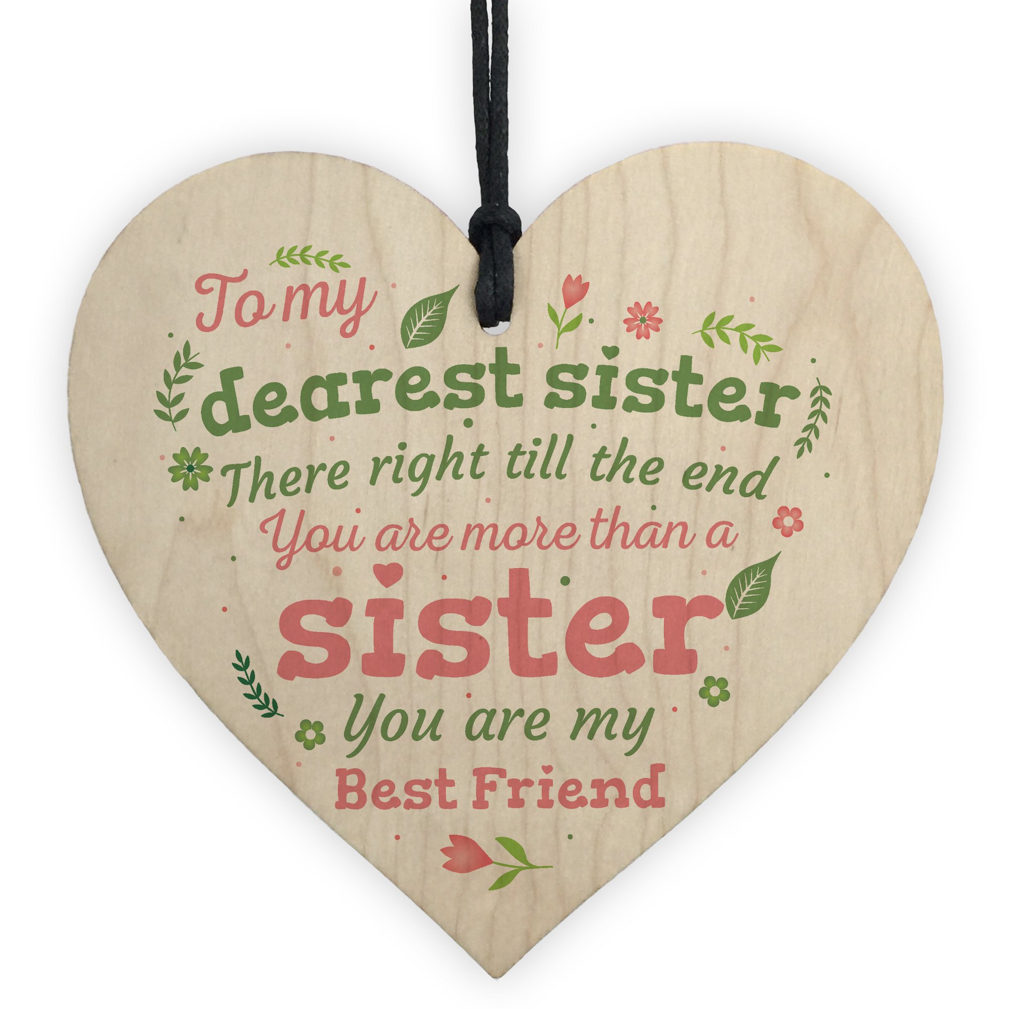Red Ocean Sister Birthday Gift Friendship Wooden Heart Plaque Shabby Chic Big Sis Thank You Gift Sign