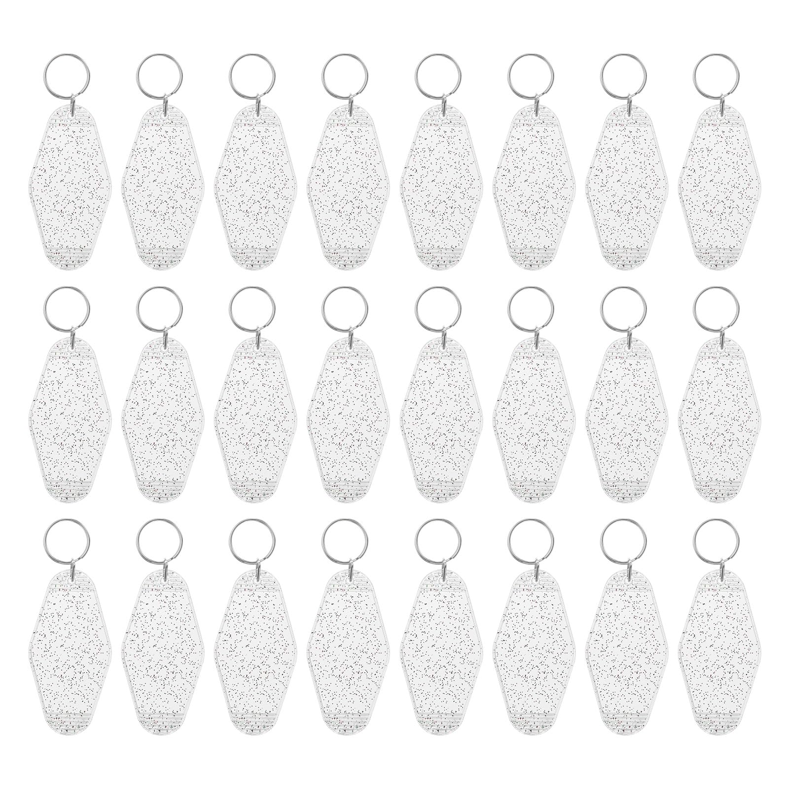 PATIKIL Vintage Motel Keychain, 24 Pack Blank Hotel Keychains Rhombus Retro Key Tag for DIY Crafts Ornament Backpack Luggage Labels Tags, Clear White with Spots